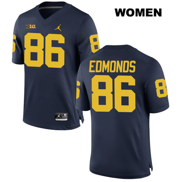 Women's NCAA Michigan Wolverines Conner Edmonds #86 Navy Jordan Brand Authentic Stitched Football College Jersey FG25G52QA